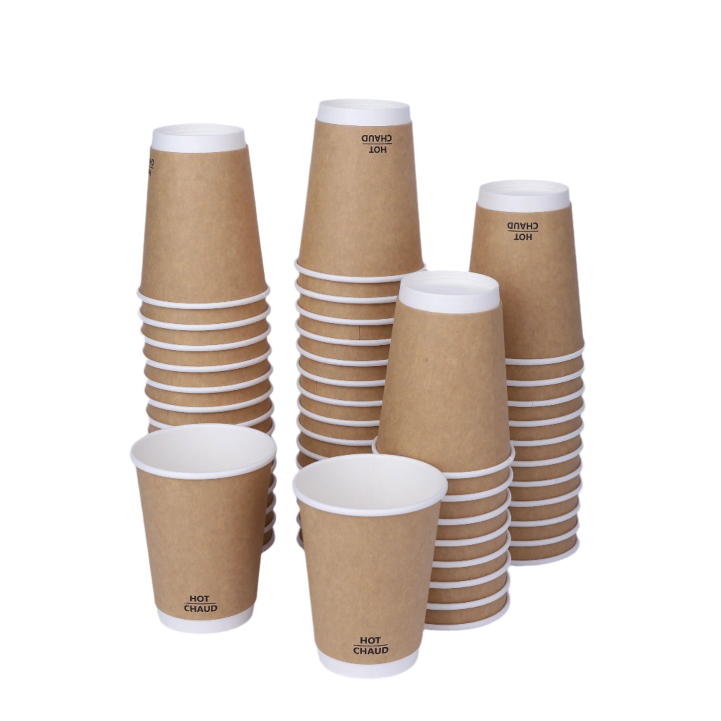 ESSENTIALX - Kraft Hot Double Wall Paper Cups - 500PCS/CTN - 8oz to 16OZ