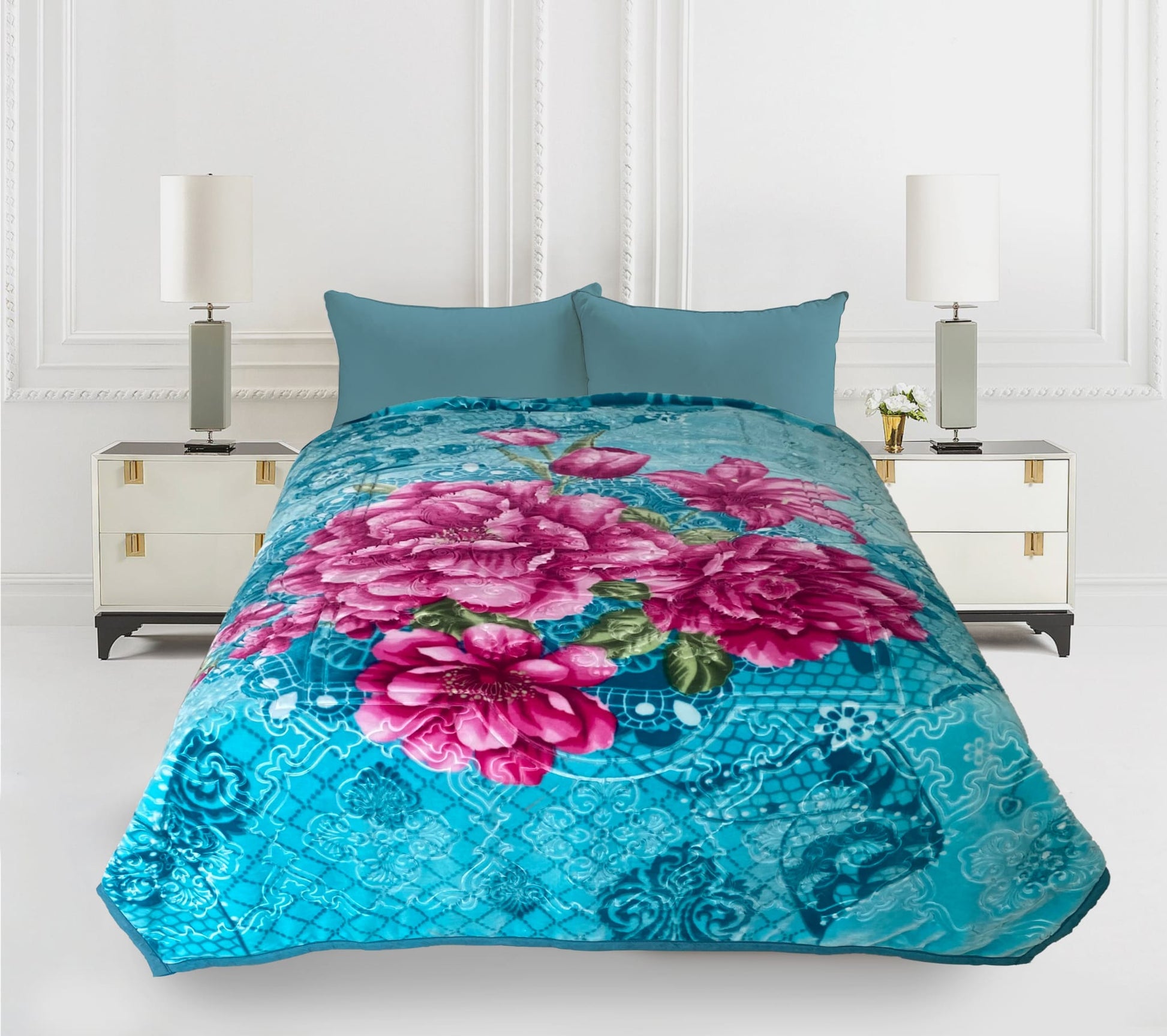 Imperial Home 12-Pound Heavy Plush Mink Blanket – soft, thick, reversible winter bedding for Queen or King size beds, elegant and cozy.