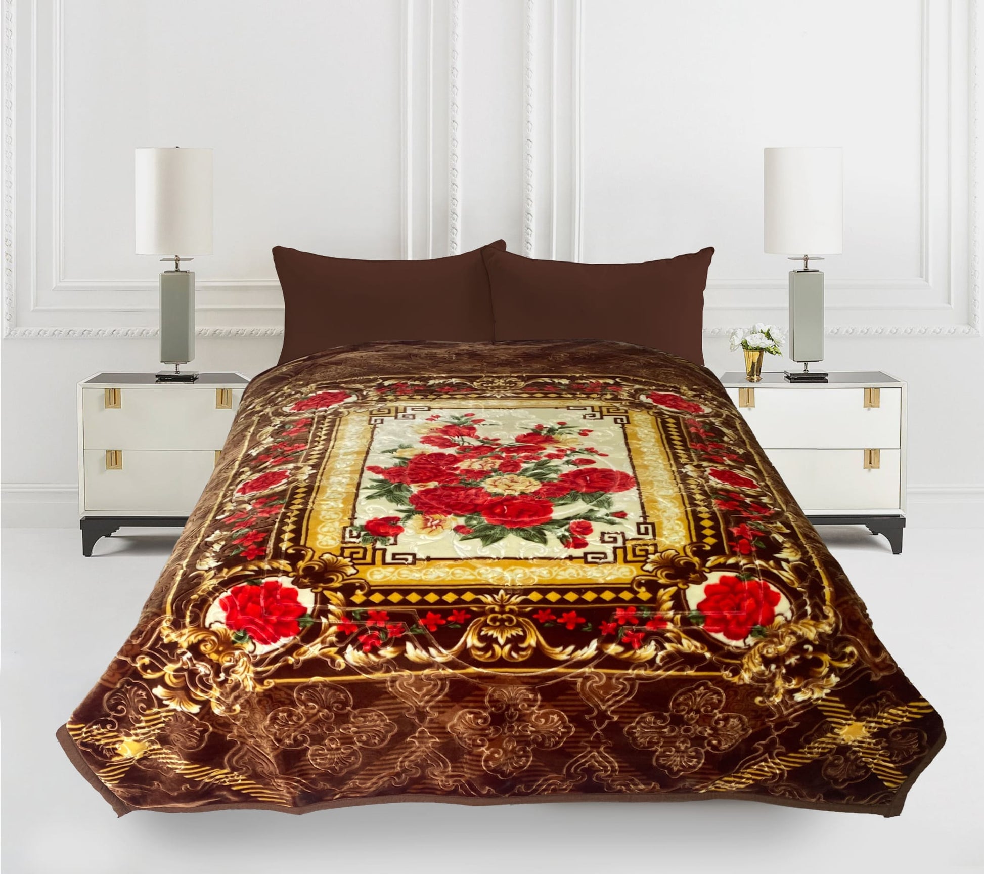 Imperial Home 12-Pound Heavy Plush Mink Blanket – soft, thick, reversible winter bedding for Queen or King size beds, elegant and cozy.