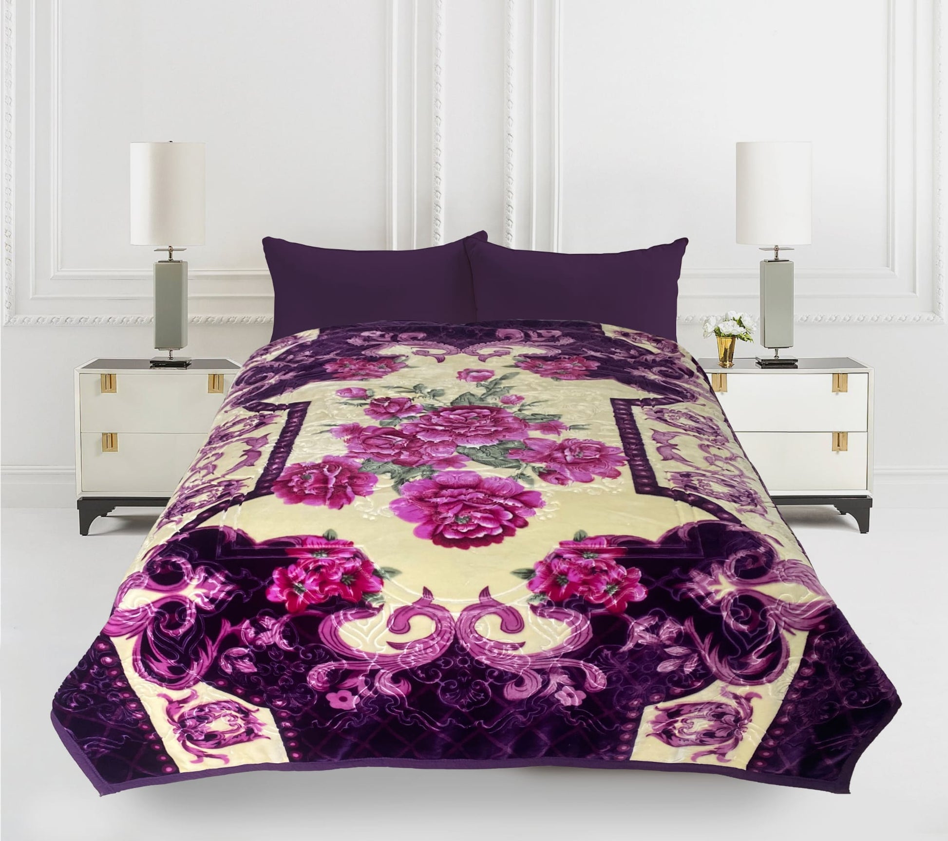 Imperial Home 12-Pound Heavy Plush Mink Blanket – soft, thick, reversible winter bedding for Queen or King size beds, elegant and cozy.