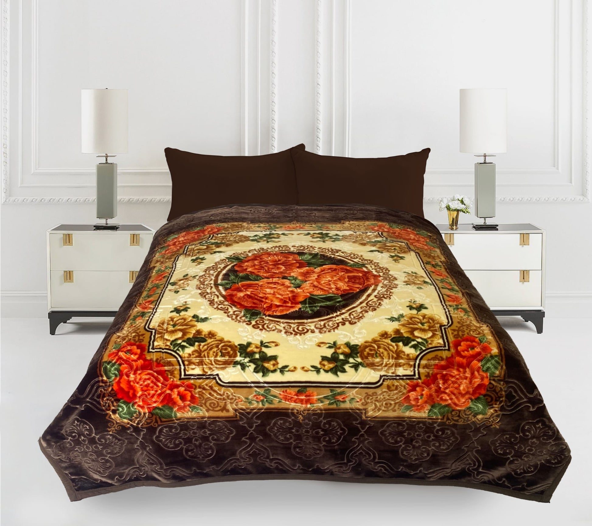 Imperial Home 15-Pound Heavy Plush Mink Blanket in elegant reversible design, ideal for Queen or King beds – ultra-soft and perfect for winter warmth.