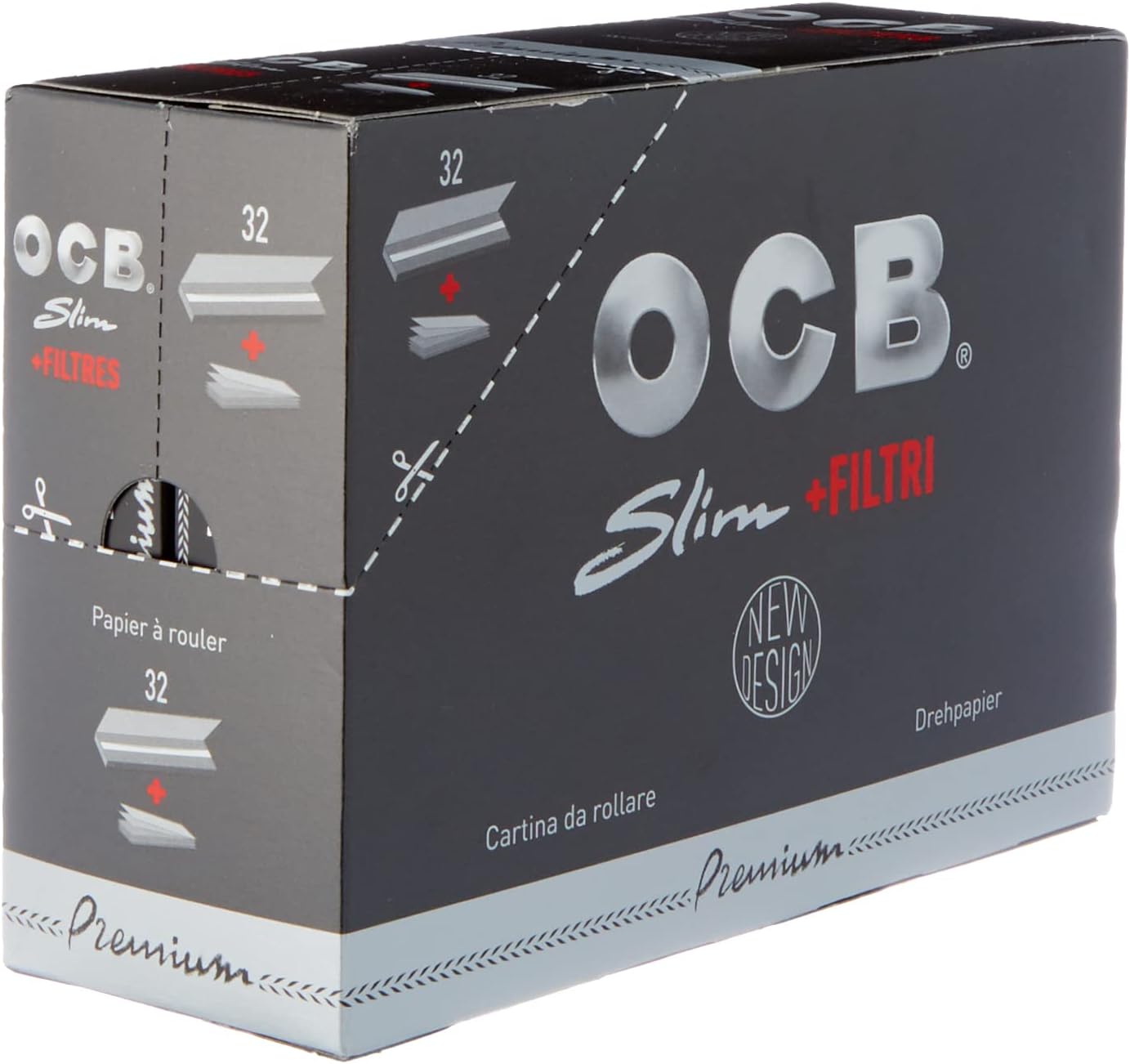 OCB Premium Slim Rolling Papers with Filters – 32 Packs, Ultra Thin, Made in France