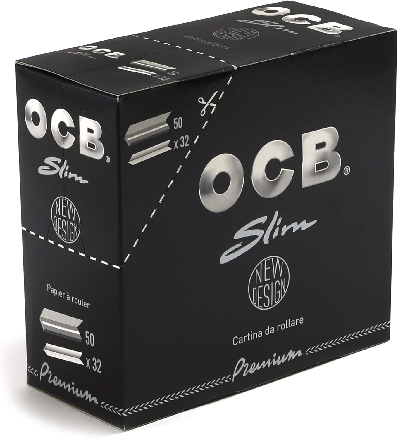OCB Premium Black Slim Rolling Papers – 50 Packs, Ultra Thin, Made in France