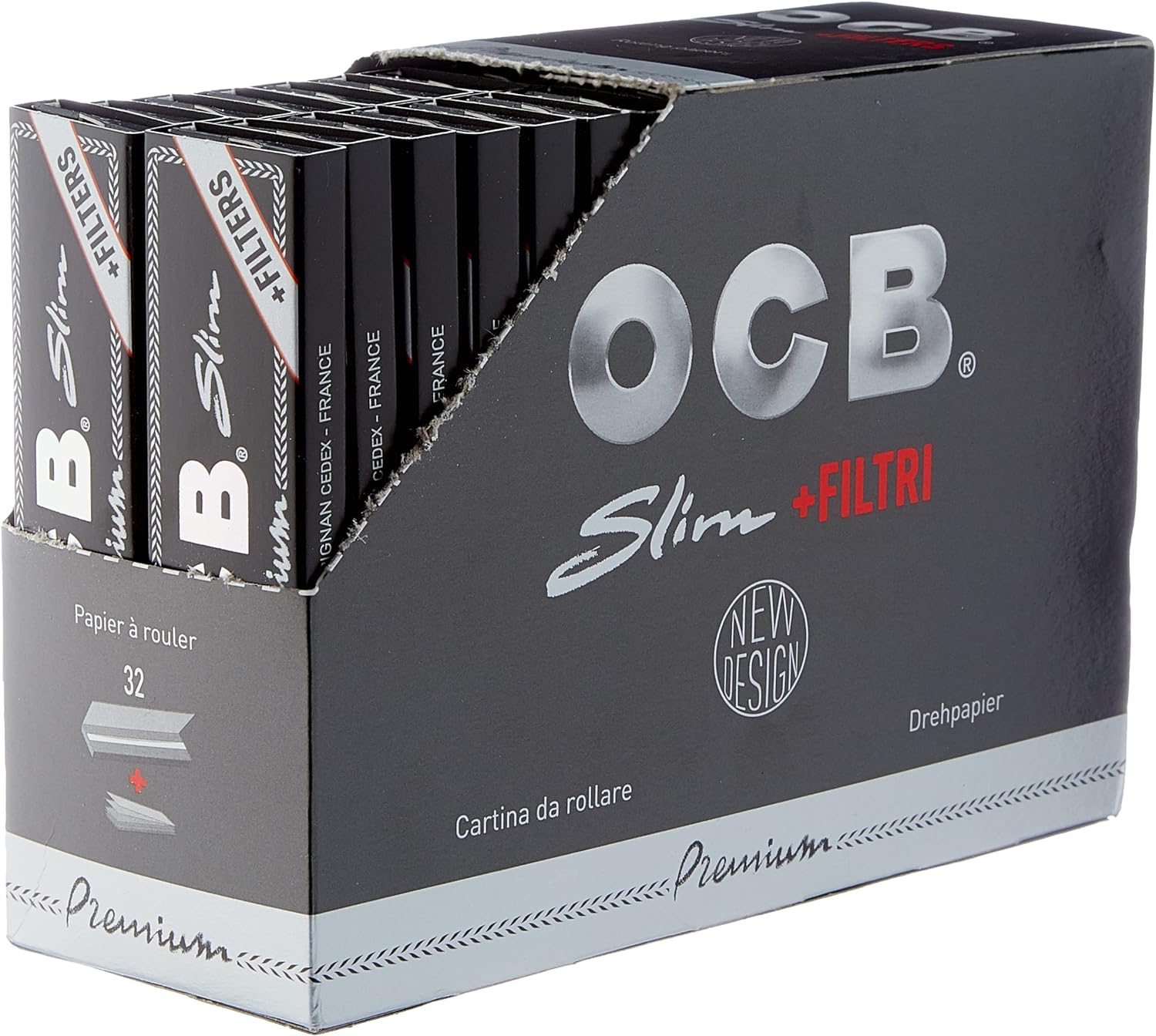 OCB Premium Slim Rolling Papers with Filters – 32 Packs, Ultra Thin, Made in France