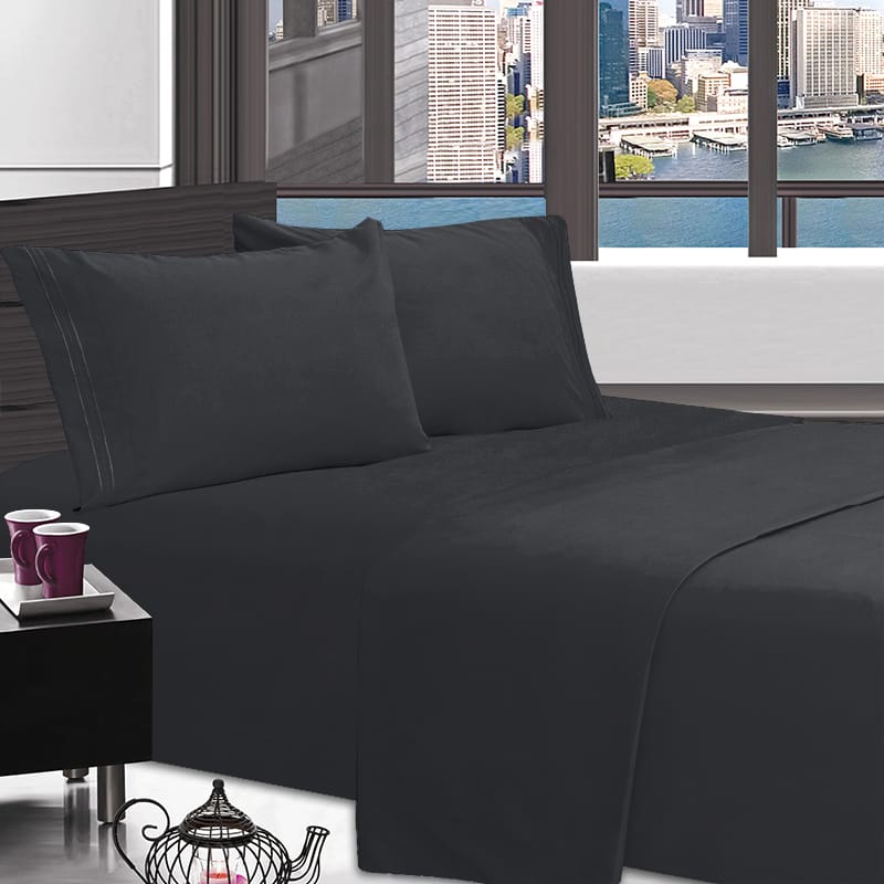 Imperial Home Solid 4-Piece Microfiber Sheet Set – Ultra Soft, Breathable & Wrinkle-Free