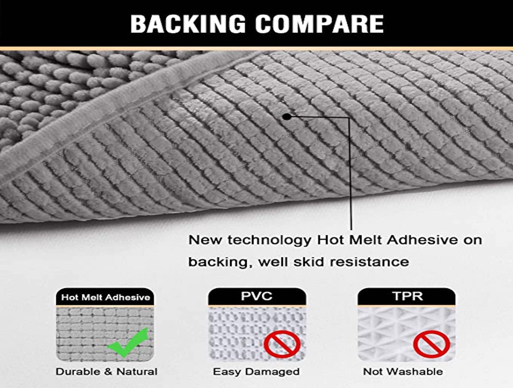 Chenille Microfiber Bathroom Mat Back