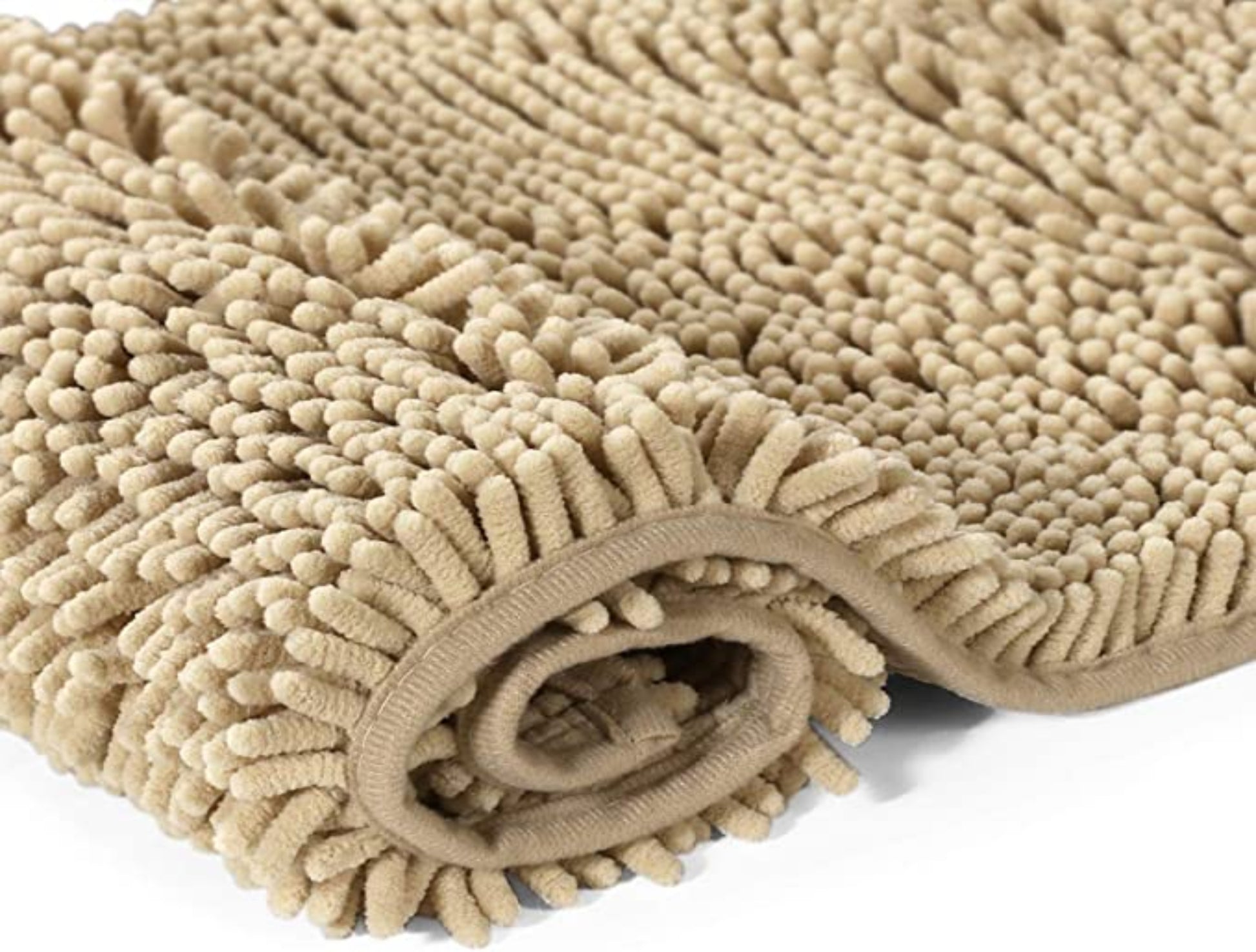 Chenille Microfiber Bathroom and Floor Mat Beige