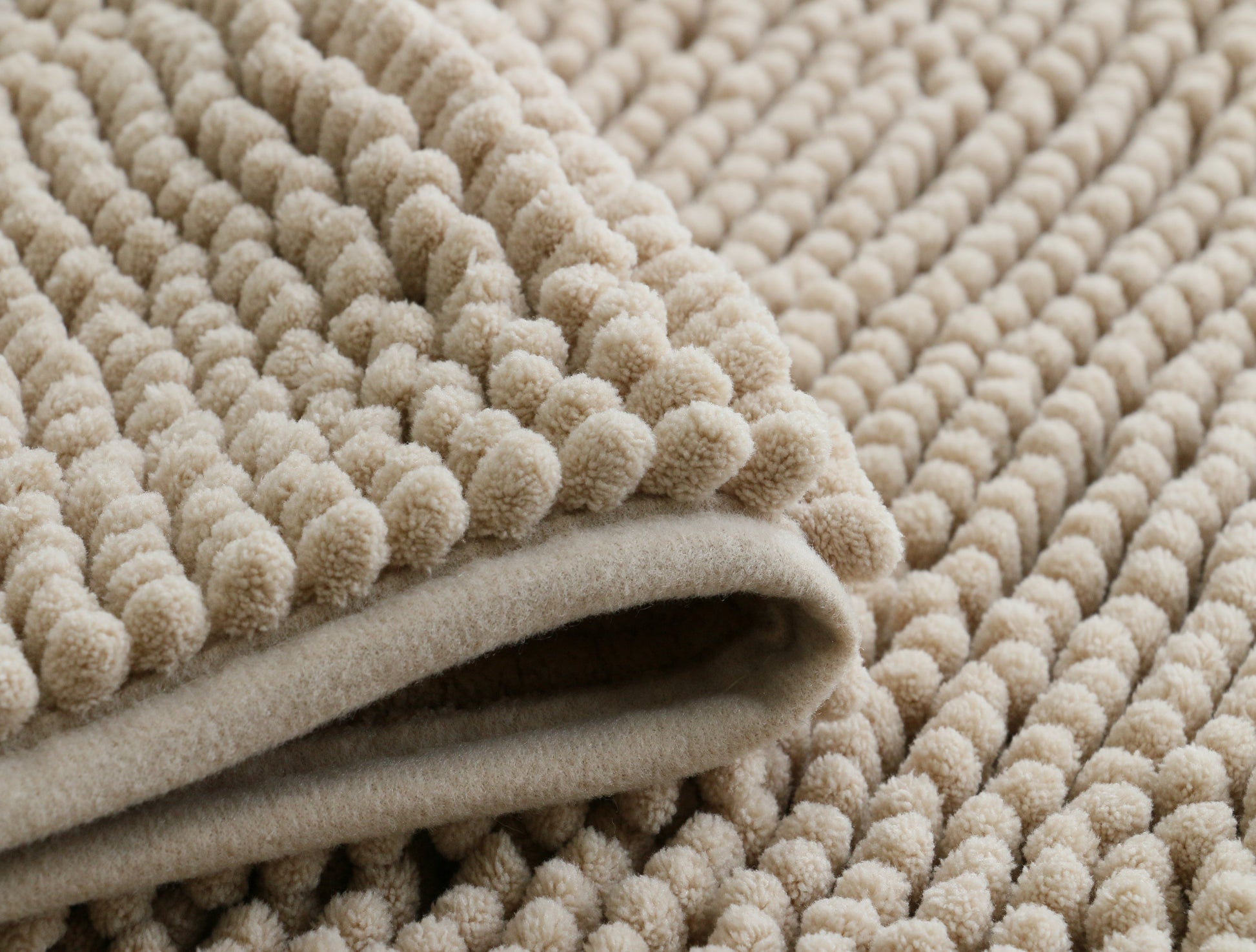 Chenille Microfiber Bathroom and Floor Mat Beige