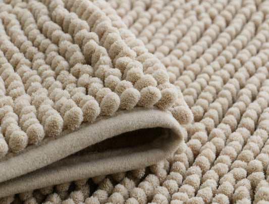 Chenille Microfiber Bathroom and Floor Mat Beige