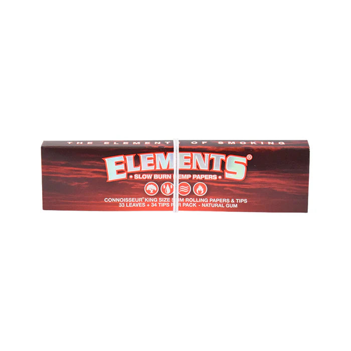Elements Red Connoisseur Rolling Papers with Tips - King Size Slim