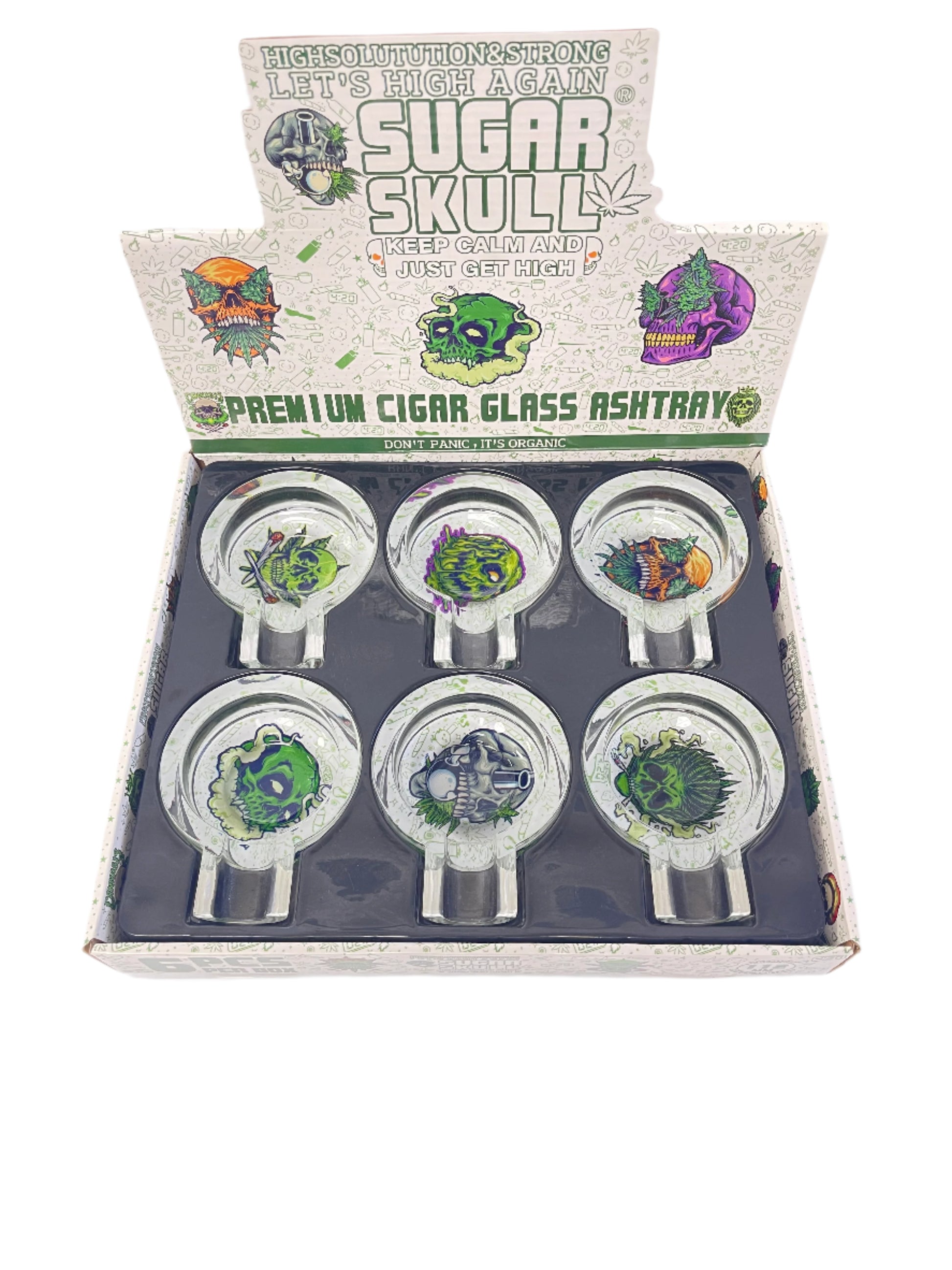 Glass skull ashtray large