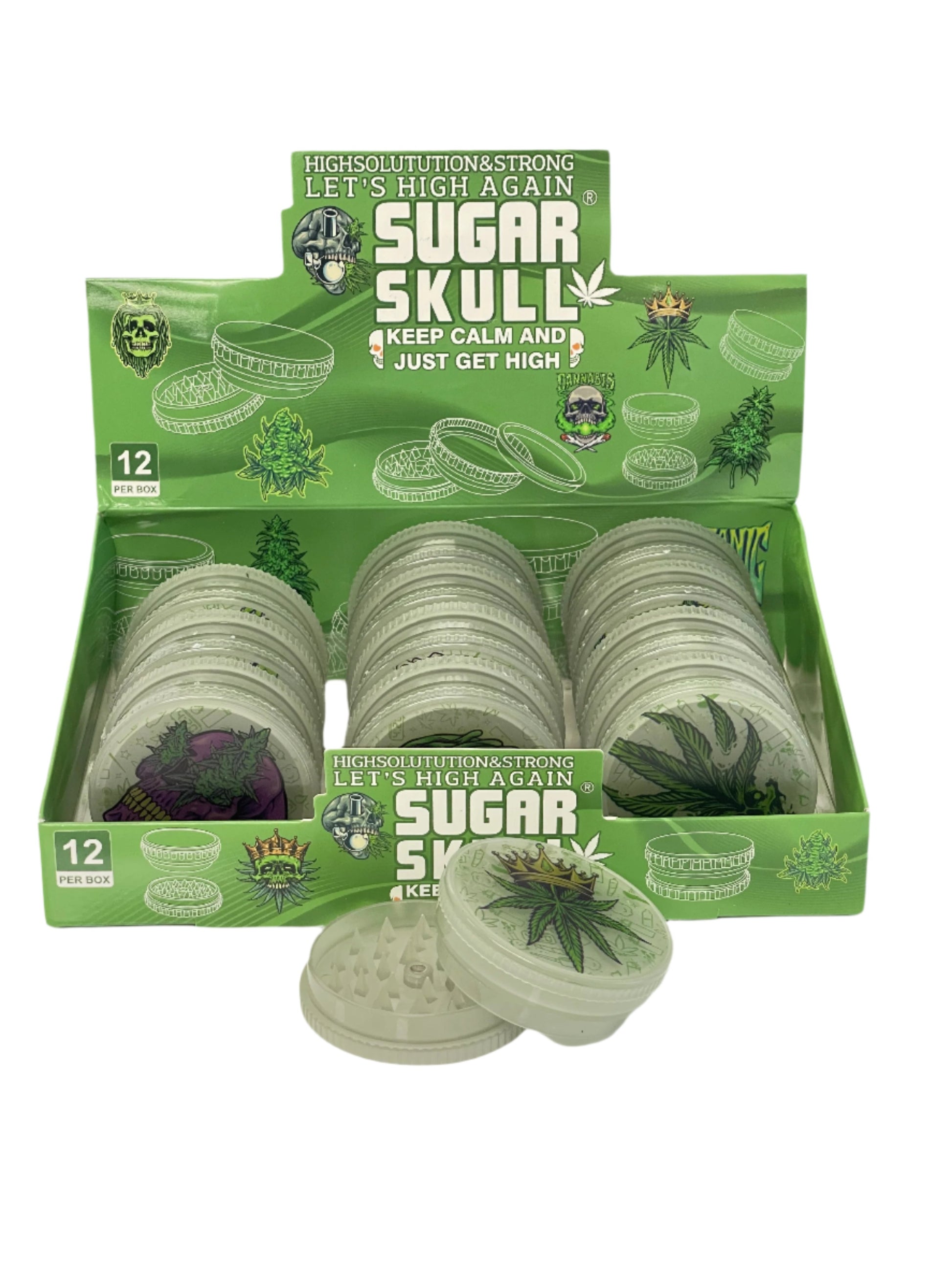 Sugar skull design metal grinder – 3 piece, 63mm, high-quality, assorted pack of 6