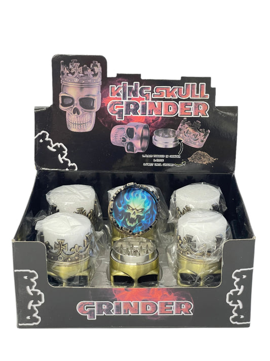 King Skull 3-piece metal grinder with bold skull design – pack of 6