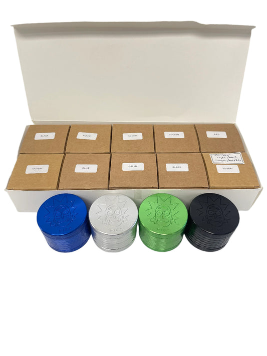 Rick-themed 4-piece metal grinder, assorted colors, 63mm – 10 count pack
