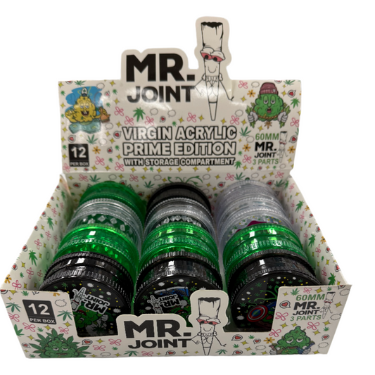 Printed 60mm Acrylic 3PC Grinder 12PK