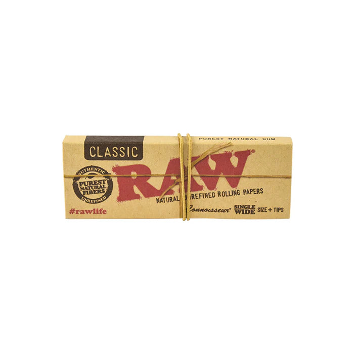 RAW Classic Connoisseur with Tips - Single Wide - Pack of 24