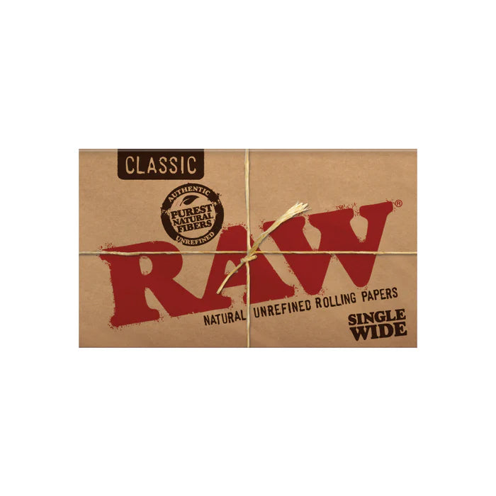 RAW Classic Rolling Papers - Single Wide - 25 Pack (100 Sheets)