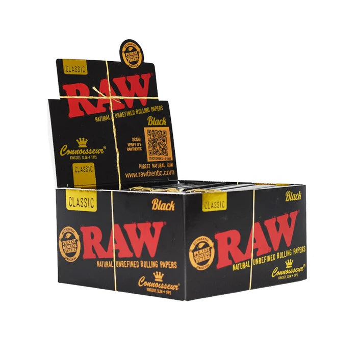 RAW Black Connoisseur with Tips - King Size - Pack of 24