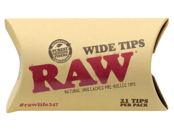 Raw Wide Pre-Rolled Unbleached Tips - 20 Pack
