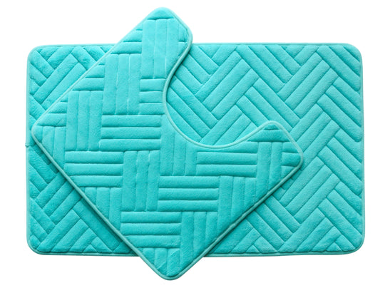 Bathroom Mat Set Aqua