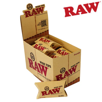 Raw Wide Pre-Rolled Unbleached Tips - 20 Pack
