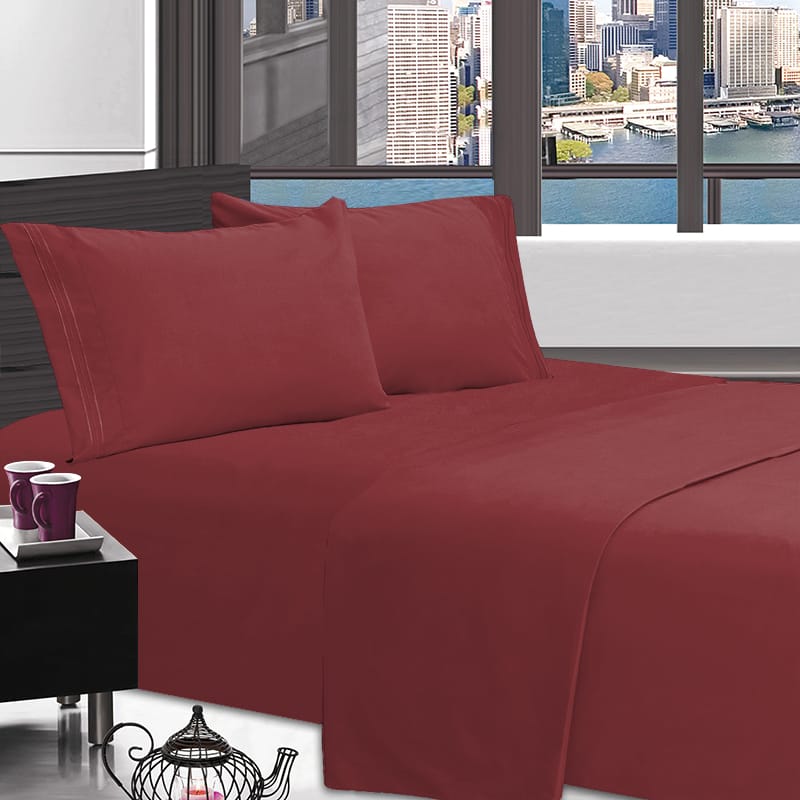 Imperial Home Solid 4-Piece Microfiber Sheet Set – Ultra Soft, Breathable & Wrinkle-Free