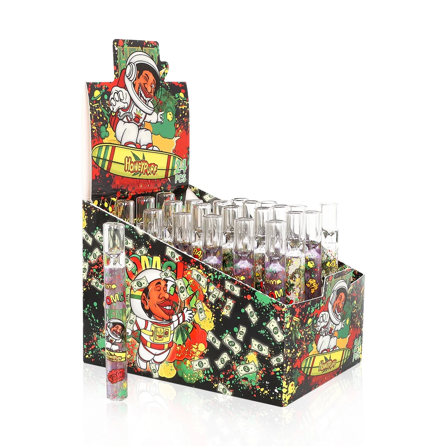 Printed Glass Smoking Pipe One Hitter - PK24