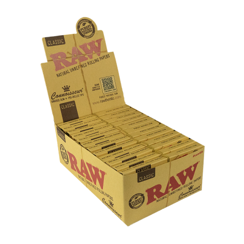 RAW Classic Connoisseur with Pre-Rolled Tips - King Size - Pack of 24
