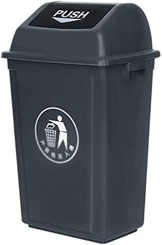 60L Square Waste Bin w/Push Lid - Black