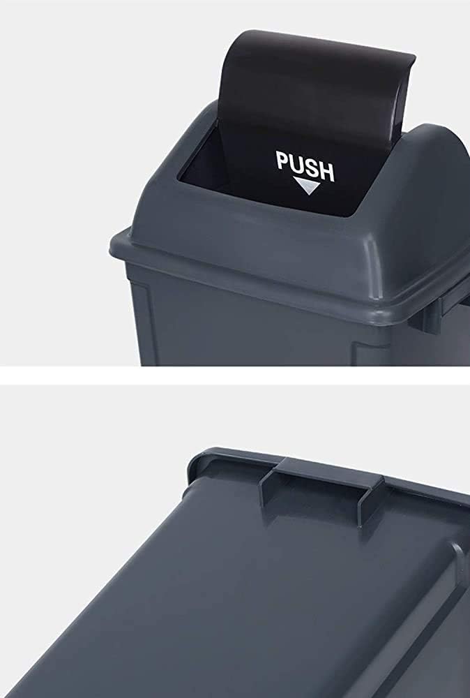 60L Square Waste Bin w/Push Lid - Black