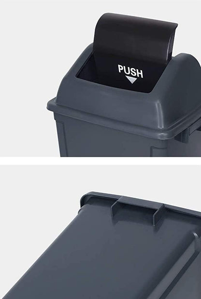 100L Square Waste Bin w/Push Lid - Black