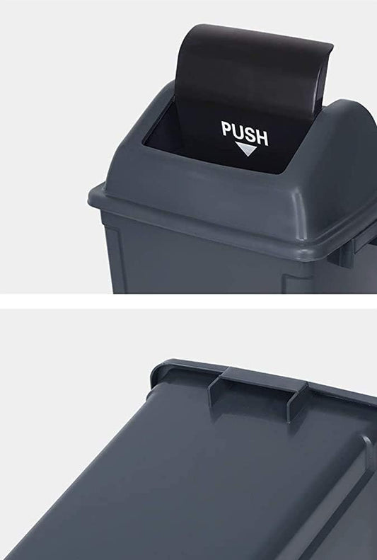 100L Square Waste Bin w/Push Lid - Black