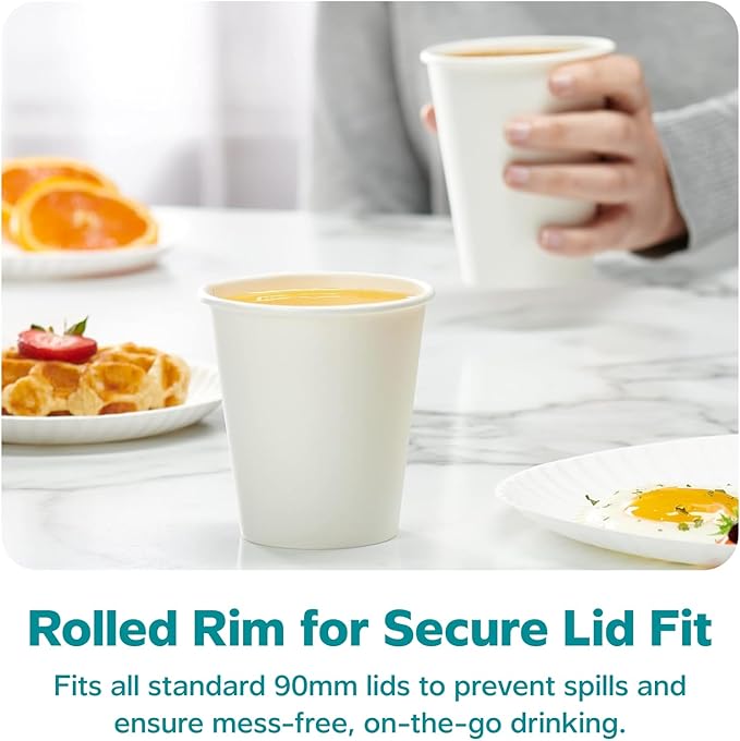ESSENTIALX - White Hot Paper Cups - 1000PCS/CTN - 8oz to 20oz