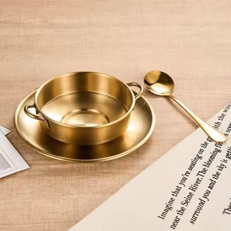 SS Gold 3PC Plate, Cup, Spoon Set