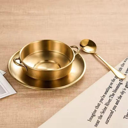SS Gold 3PC Plate, Cup, Spoon Set