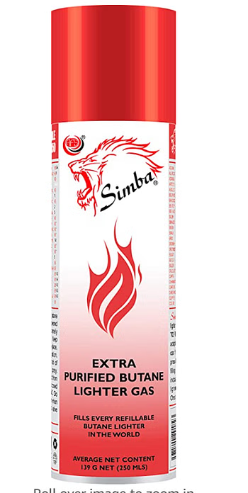 Simba Extra Purified Lighter Butane Gas - 139g - 250ml Pack Of 12