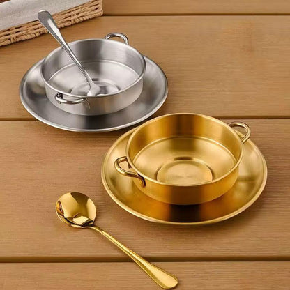 SS Gold 3PC Plate, Cup, Spoon Set