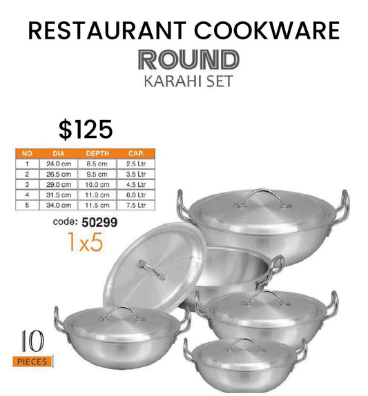 Sonex-50299 Aluminium Round Karahi Set 1x5