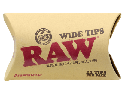 Raw Wide Pre-Rolled Unbleached Tips - 20 Pack