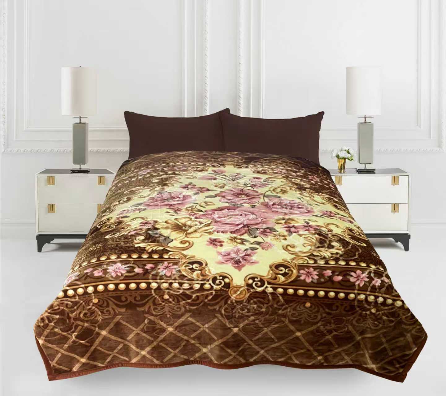 Imperial Home 9lb/4.0kg Heavy Thick Plush Mink Blanket Box of 10 Floral