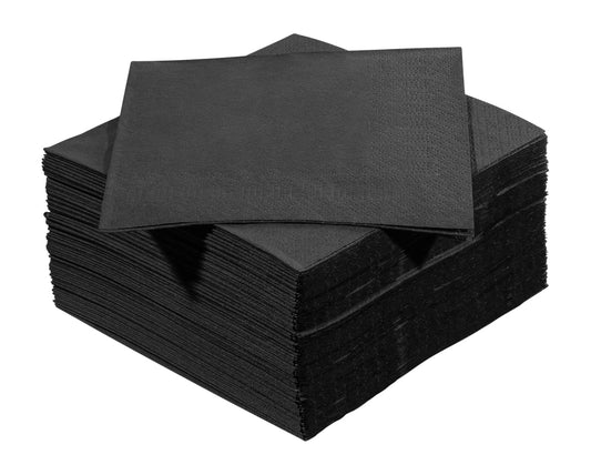 EssentialX - 2 Ply Cocktail Napkins 1/4 Fold - Black - 1000pc